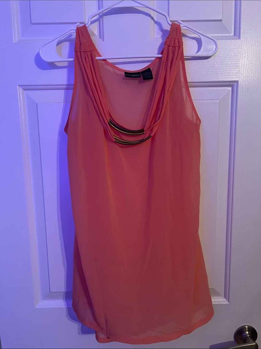 Daytrip Coral Pink Draped Chain-Accent Tank